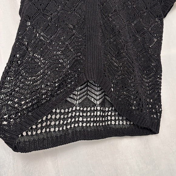 3/$20 💥 Matty M Black Crochet Knit Flowy Kimono Sleeve Kaftan Dress - Picture 11 of 16